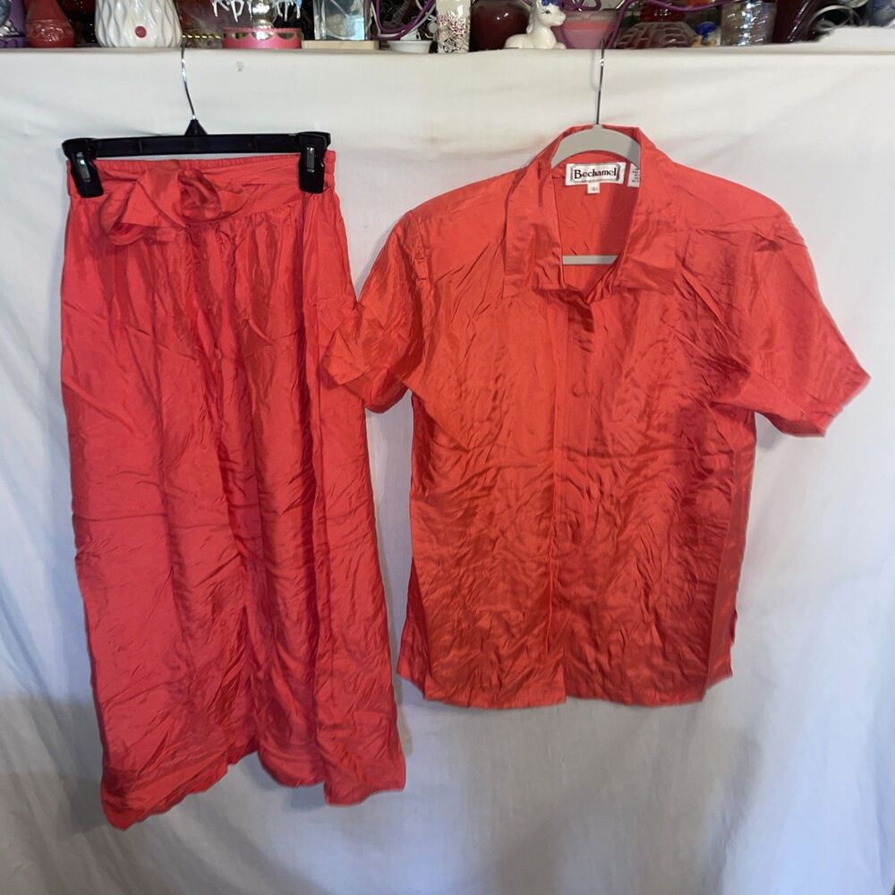 Bechamel Women’s Skirt Set Size Small Pink Silk Going Out Party Fun